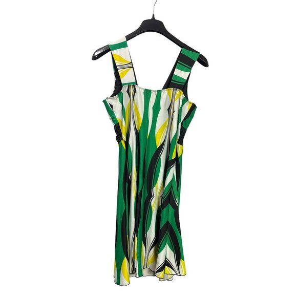 Vtg Y2K Sleeveless Dress A-Line Midi Geometric Print Faux Belt XL MKM Designs - Picture 4 of 8